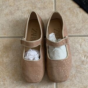 Zara Kids Light Pink Starry Mary Jane Shoes